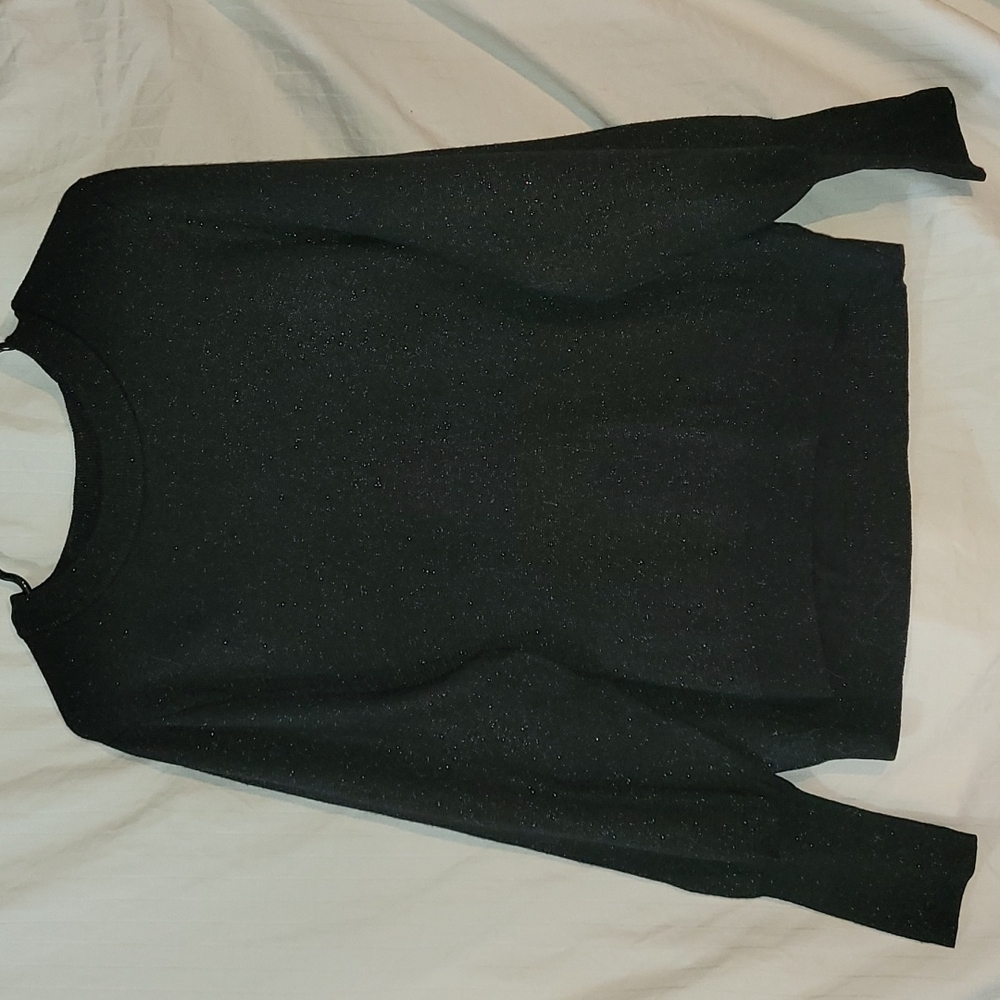 Black Glitter Sparkling Long Sleeve Knit Sweater